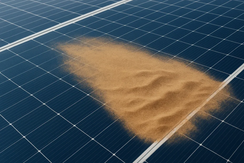 Saharazand op zonnepanelen